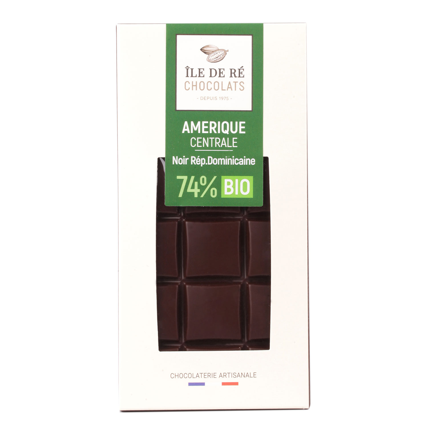 Tablette de chocolat Noir Bio République Dominicaine 74% - Ile de Ré  Chocolats